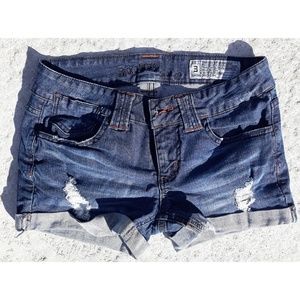 Rock & Indigo | Distressed Jean Shorts